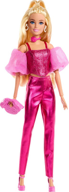 Barbie Deluxe Style Doll #5 in Metallic Pink Outfit, Blonde Hair