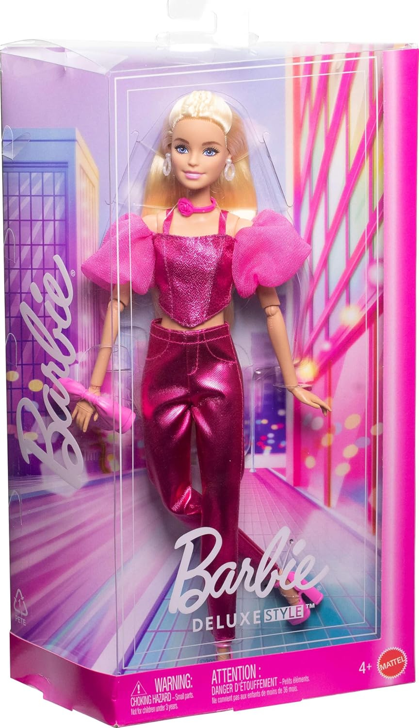 Barbie Deluxe Style Doll #5 in Metallic Pink Outfit, Blonde Hair