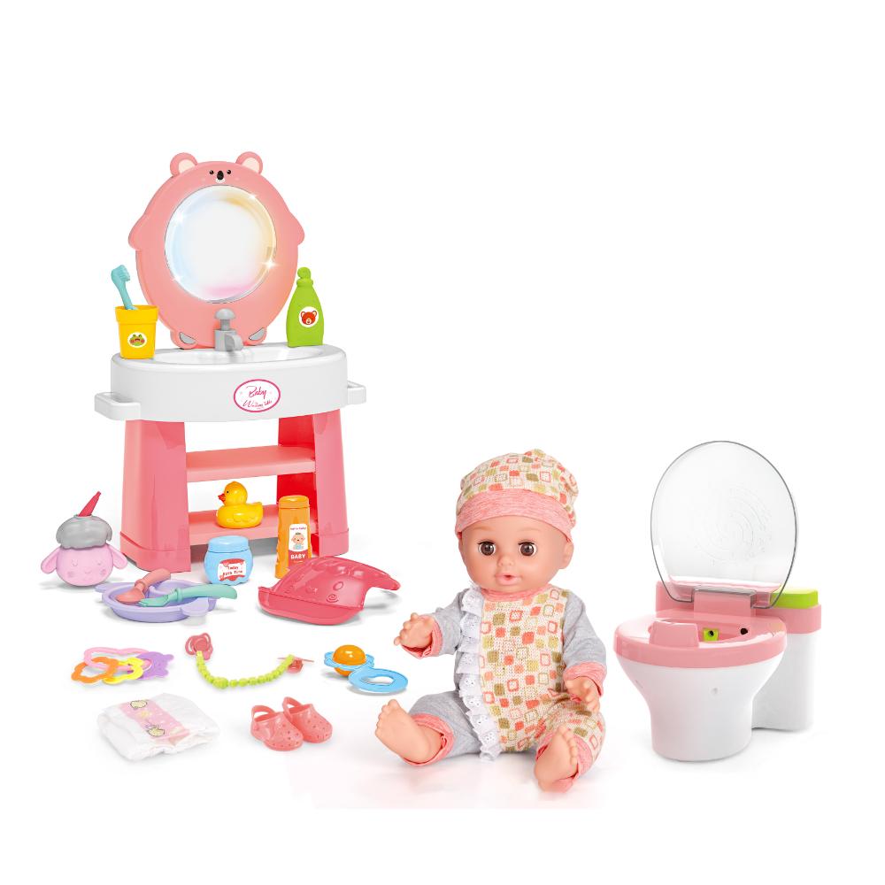 Vdora Dolls - 2-in-1 Baby Doll With Wash Basin Care Set - 14-inch