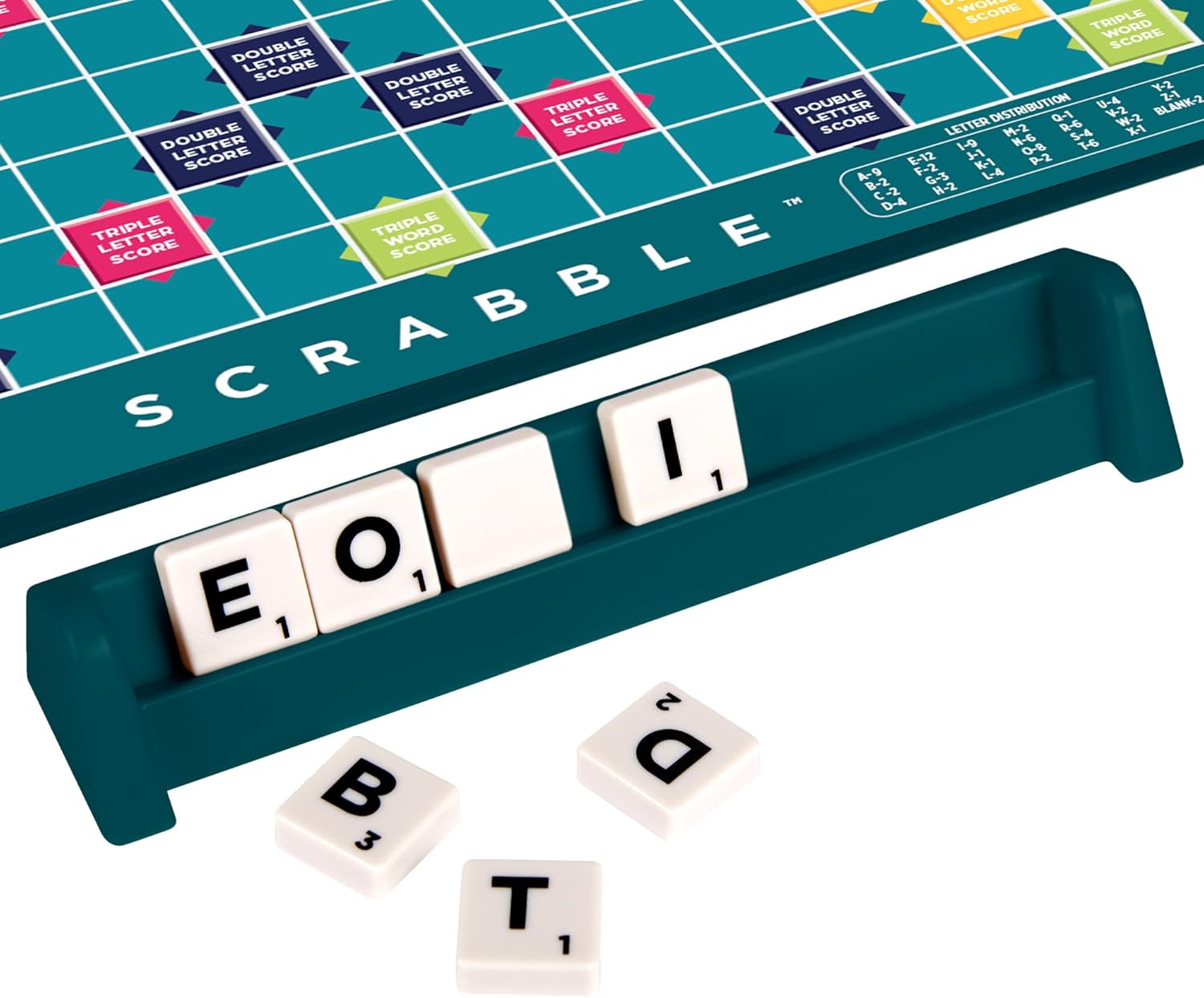 Scrabble Crossword - Classic Board Game - 120 Letter Tiles - 4 Racks - 1 Letter Bag - Instructions Included - for 2 to 4 Players - Gift for Kids 10+