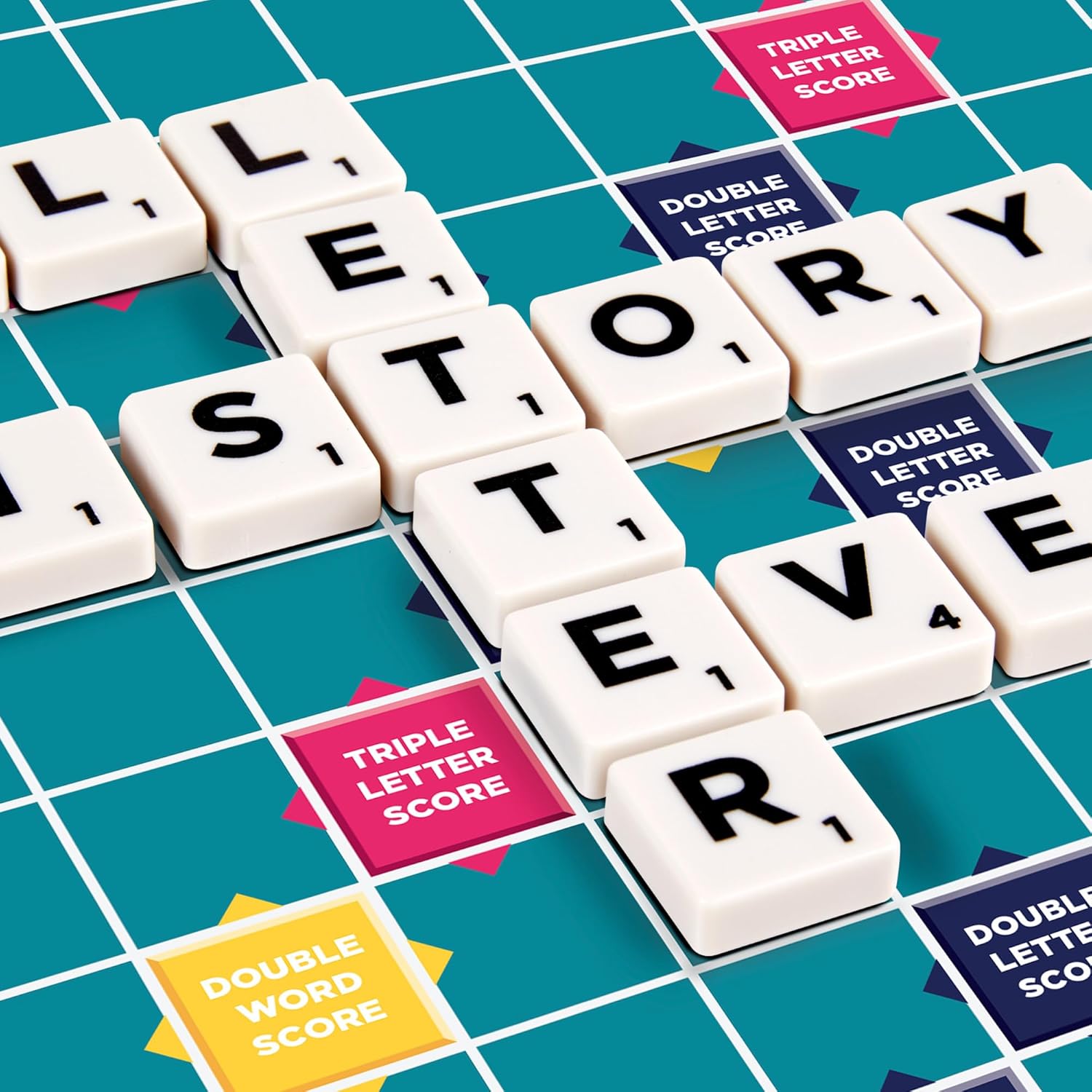 Scrabble Crossword - Classic Board Game - 120 Letter Tiles - 4 Racks - 1 Letter Bag - Instructions Included - for 2 to 4 Players - Gift for Kids 10+