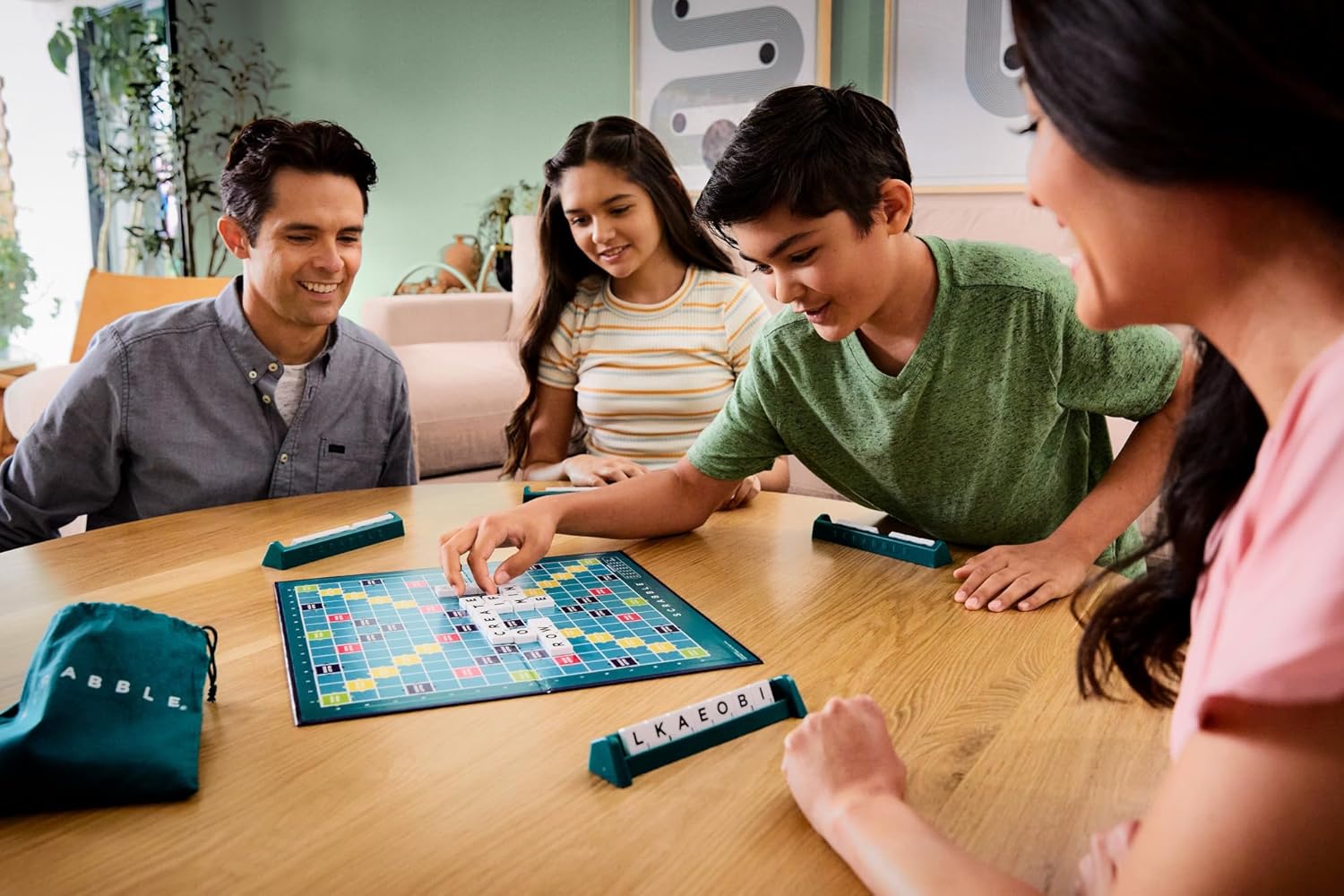 Scrabble Crossword - Classic Board Game - 120 Letter Tiles - 4 Racks - 1 Letter Bag - Instructions Included - for 2 to 4 Players - Gift for Kids 10+