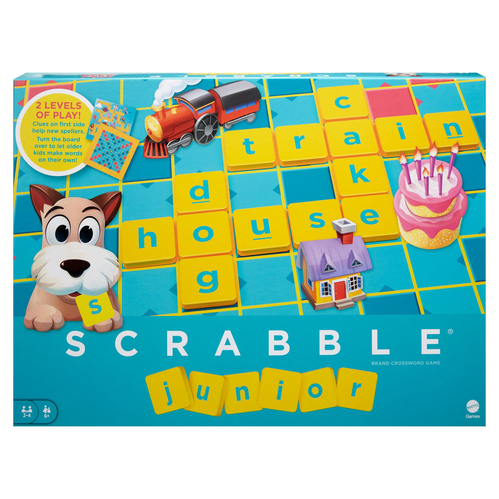 Mattel Games Scrabble Junior Kids Crossword Game with 2-Games-in-1