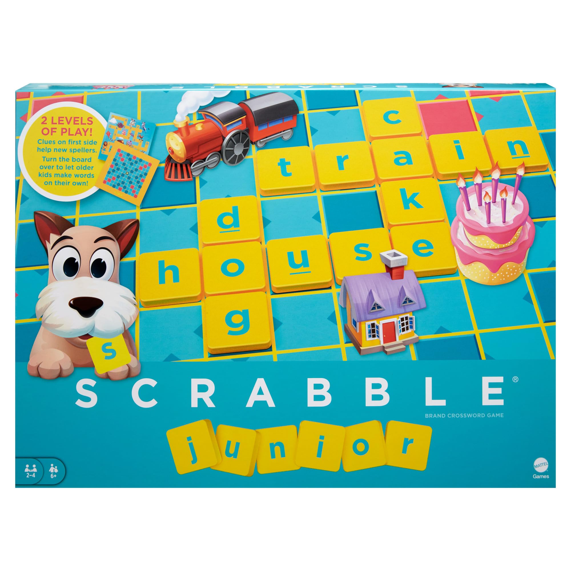 Mattel Games Scrabble Junior Kids Crossword Game with 2-Games-in-1