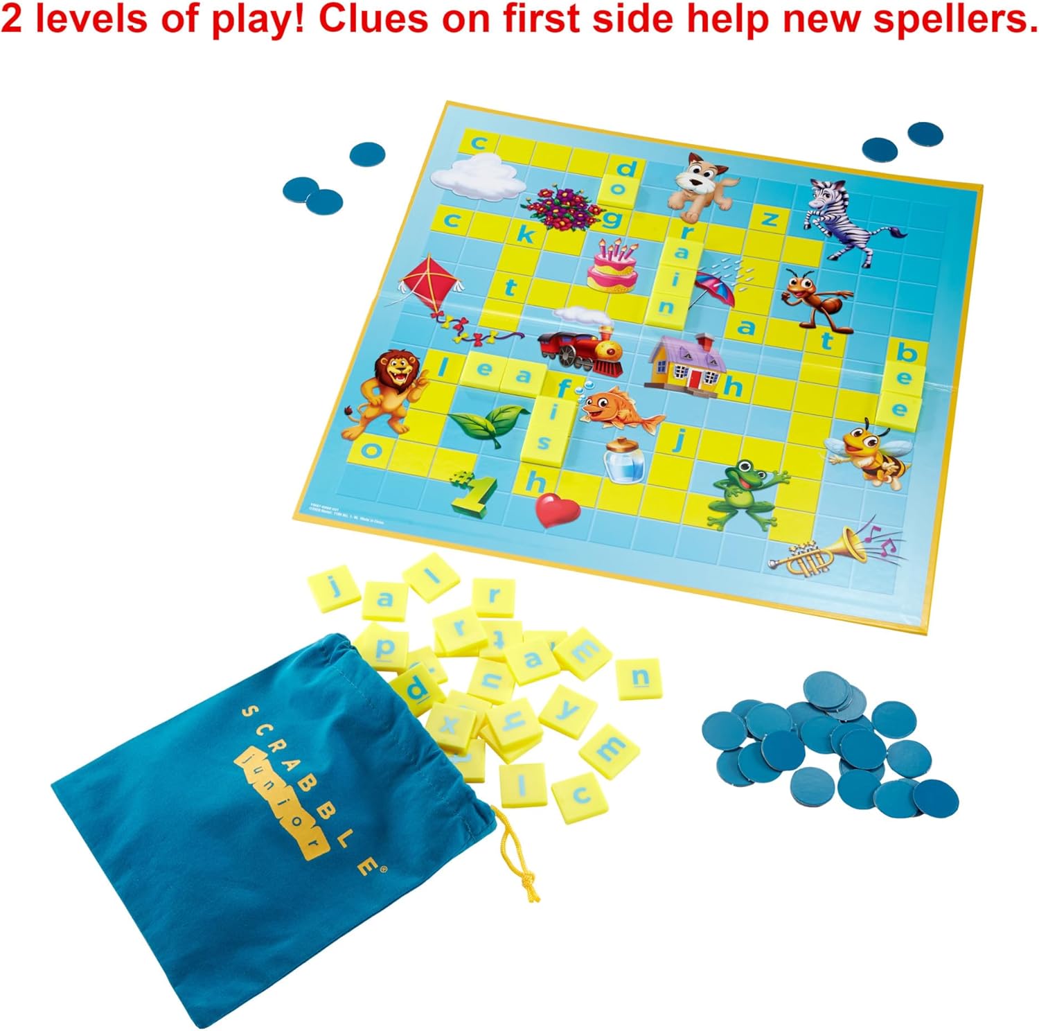 Mattel Games Scrabble Junior Kids Crossword Game with 2-Games-in-1
