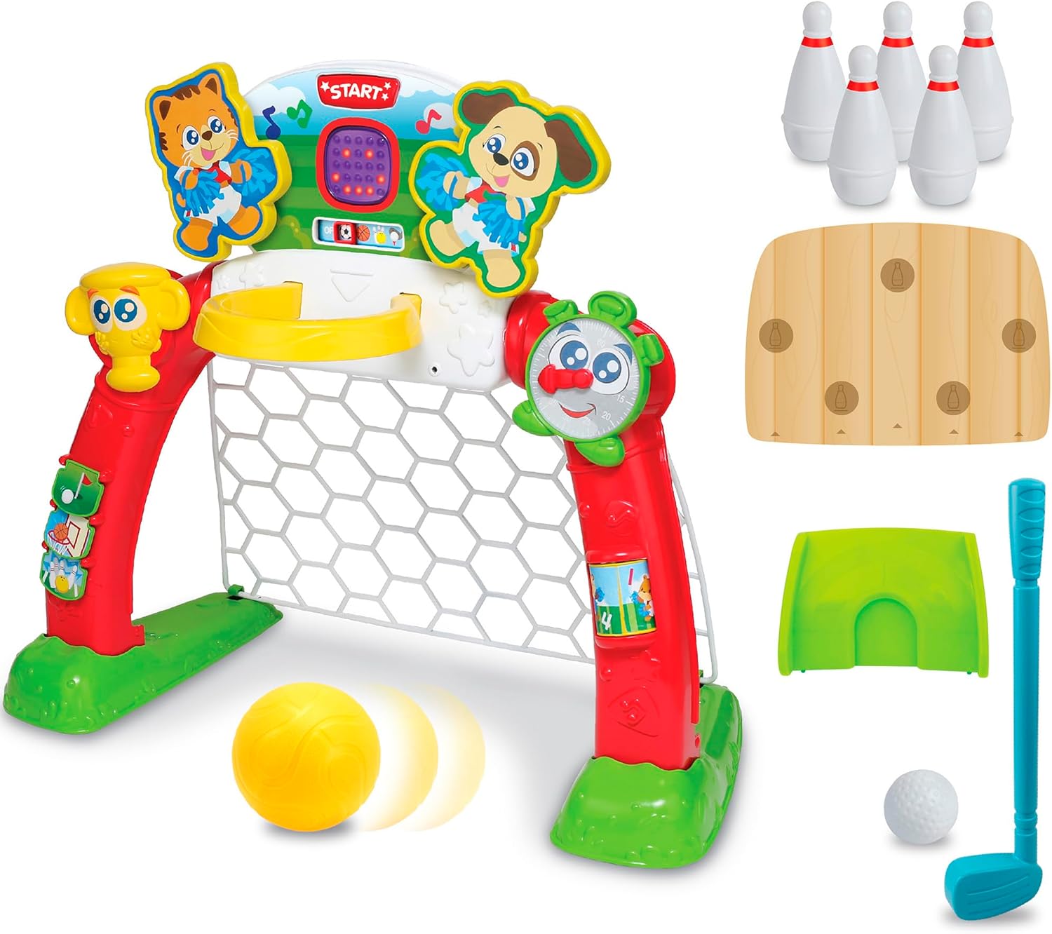 Winfun: 4-in-1 Sports Center - 4 Modes: Soccer, Basketball, Bowling, &amp; Golf, LED Screen, Transforming Interactive Toy, Toddlers &amp; Kids Ages 18mo+