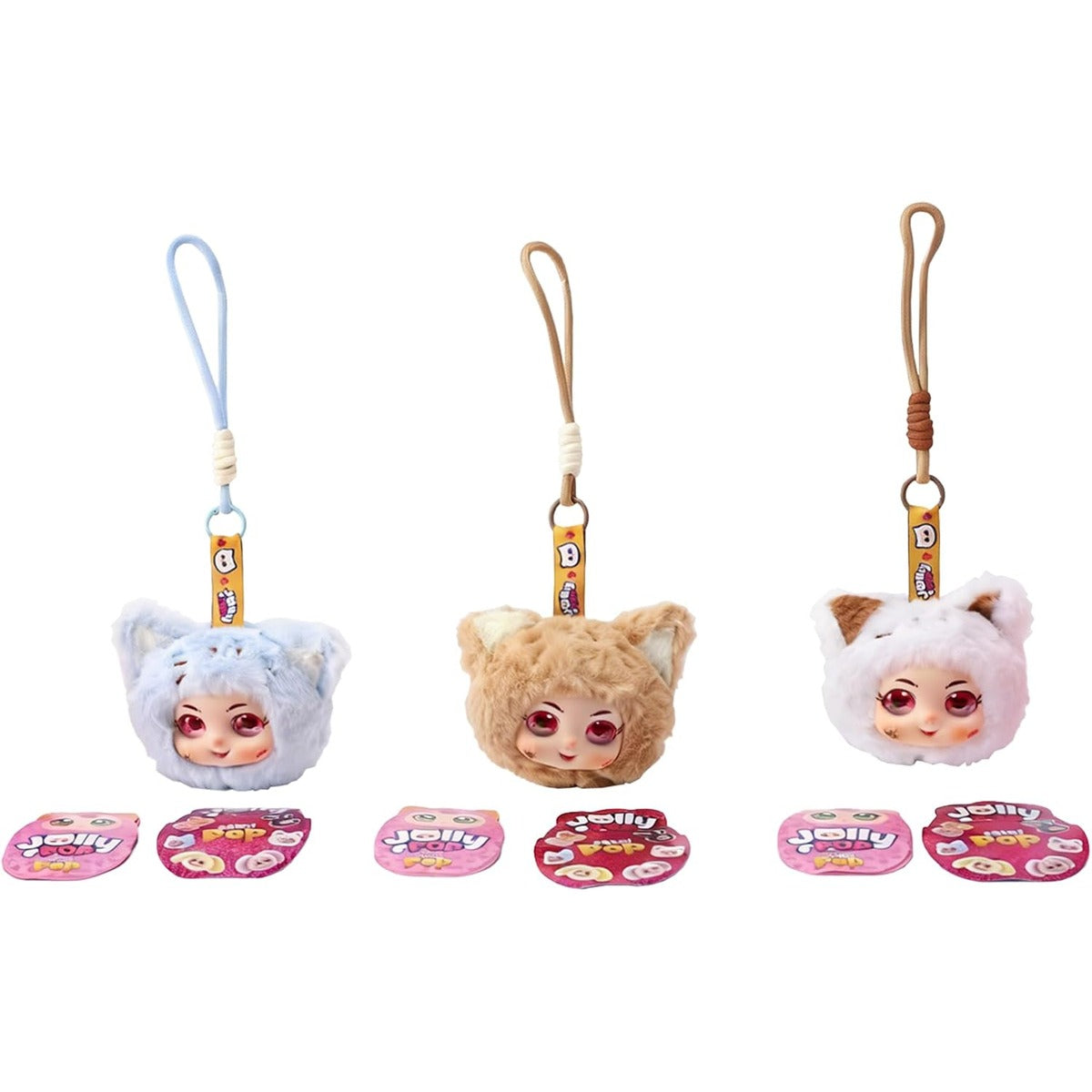 JollyPop Kitten MiniPop Collectibles for Girls, Toy Figure Keychain Charm Set with IM Card Sticker & Cute Kitty Doll