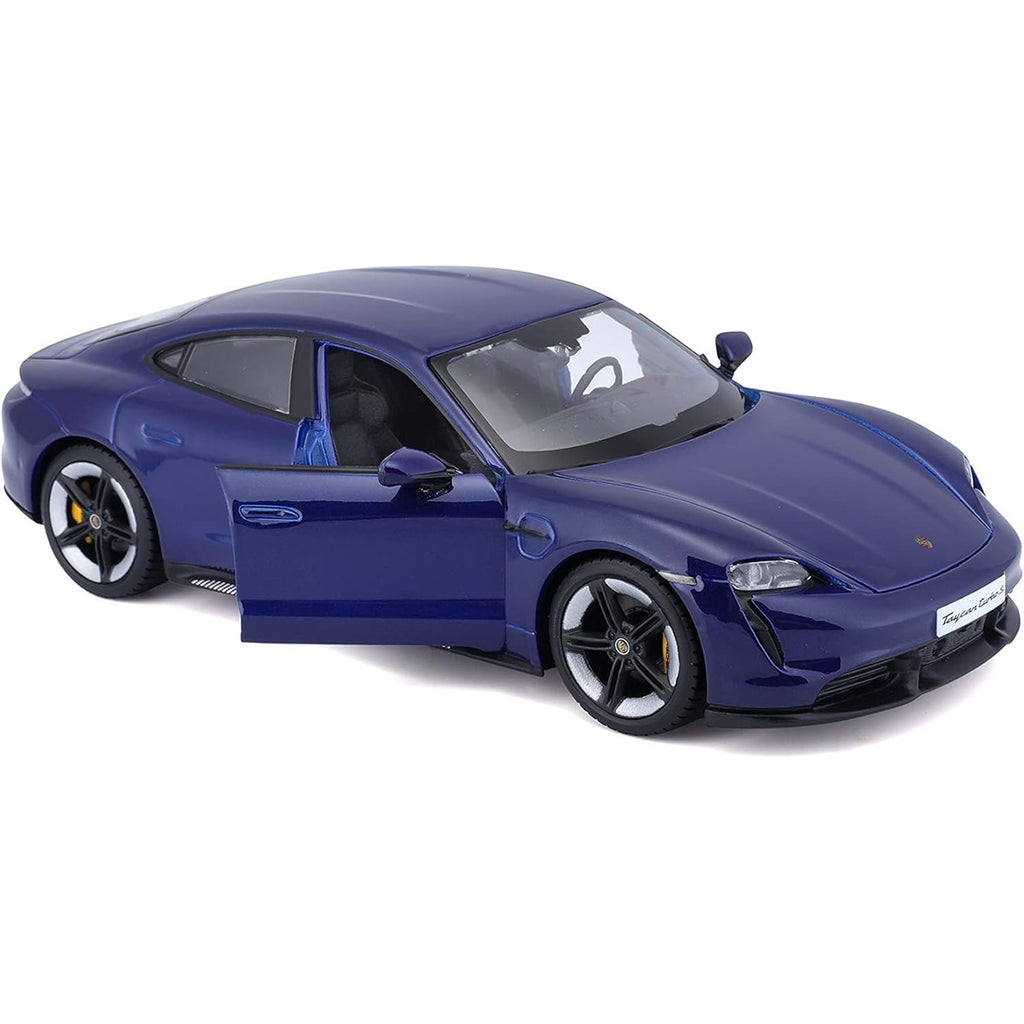 Bburago -18-21098B Porsche Taycan Turbo S in Blue in 1/24 Scale (18-21098B), Unisex, Children, Colour
