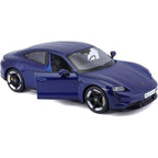 Bburago -18-21098B Porsche Taycan Turbo S in Blue in 1/24 Scale (18-21098B), Unisex, Children, Colour