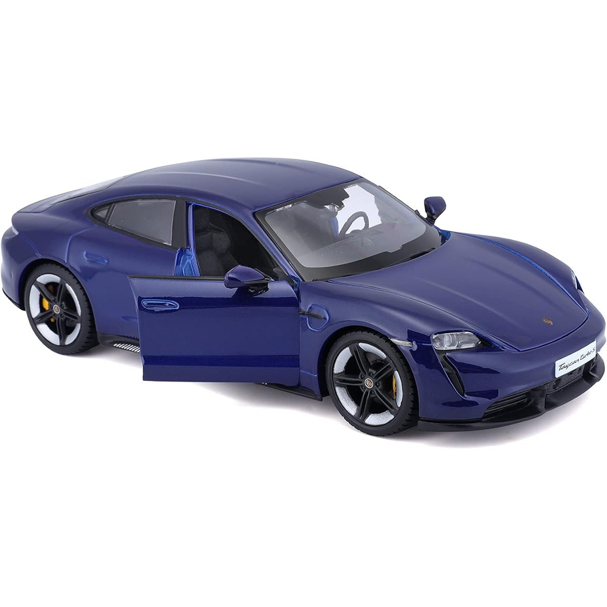 Bburago -18-21098B Porsche Taycan Turbo S in Blue in 1/24 Scale (18-21098B), Unisex, Children, Colour