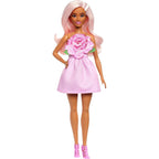 Barbie Fashionistas Doll #238 with Pastel Pink Hair Wearing Strapless Dress with Rose Bodice, Pearly Barrette Accessory and S