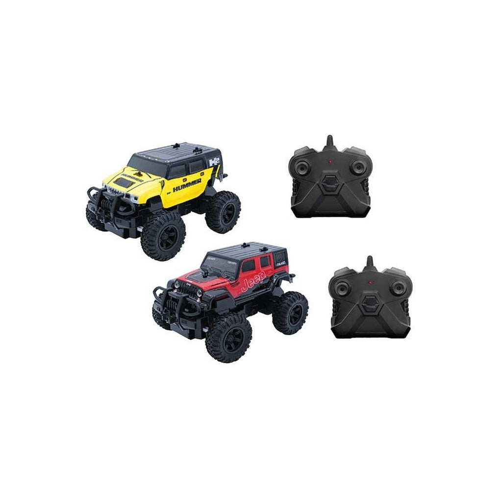 D-Power 1:24 Scale Twin RC Car Set - JEEP Gladiator & HUMMER H2 | 2.4GHz Remote Control Off-Road Truck Toys with Batteries Included | For Kids Ages 6+