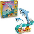 LEGO LEGO Creator 3in1 Sea Animals: Beautiful Dolphins Toy - Sea Animal Figure Transforms into a Seahorse or Crab - DIY Room 
