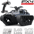 Mostop Remote Control Crawler High Speed Tank Off-Road 4WD RC Car 2.4 Ghz RC Army Truck 1/12 Drift Tank RC Tank for Kids Adults