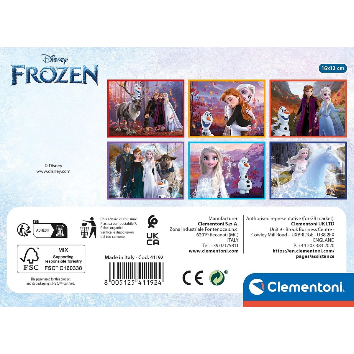 Clementoni 41192 Frozen - 12 Pieces Children 3 Years, Cartoon, Cube, Disney Puzzle, Made in Italy, Multicoloured