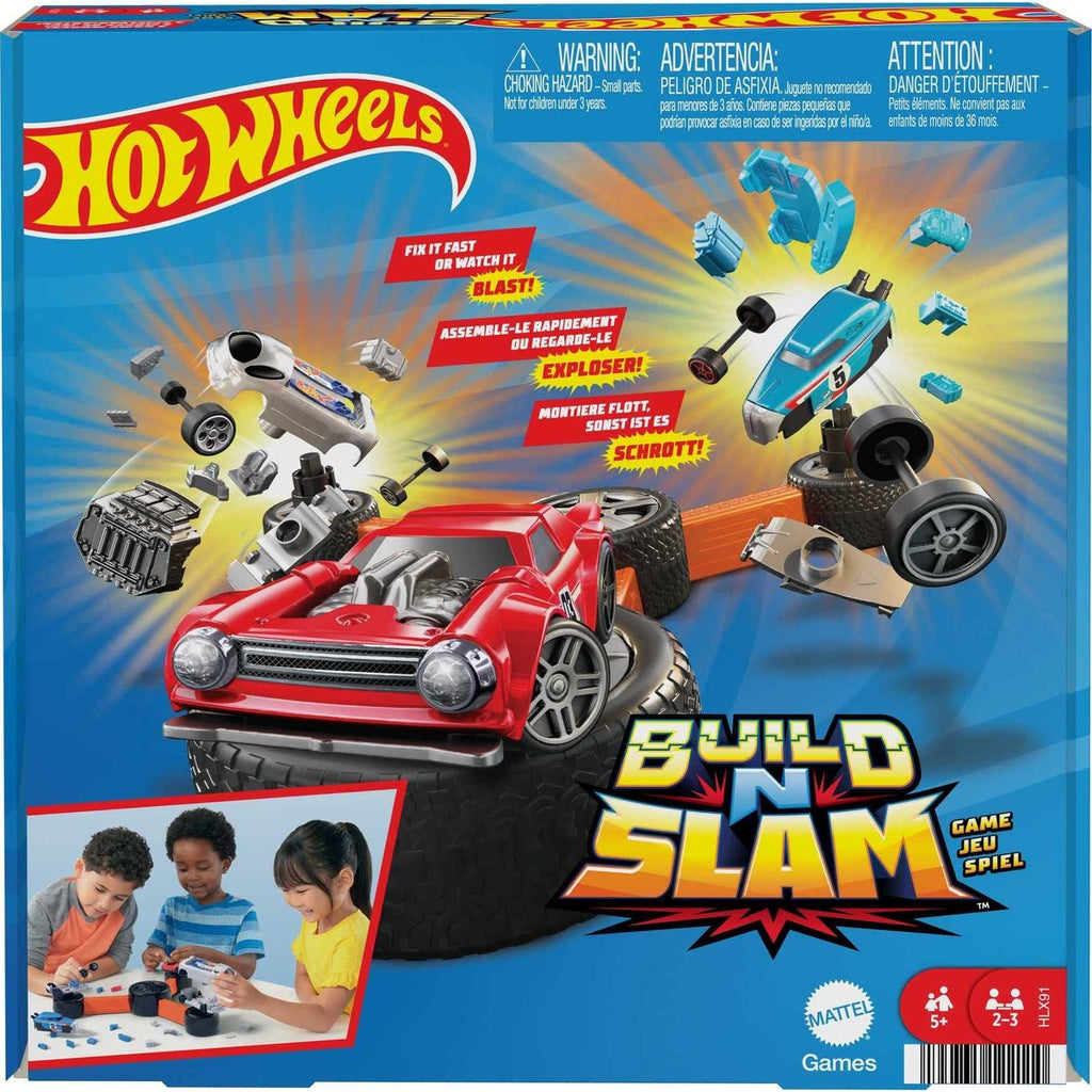 Mattel Games Hot Wheels Build ‘N Slam Kids Game with Buildable Classic Cars