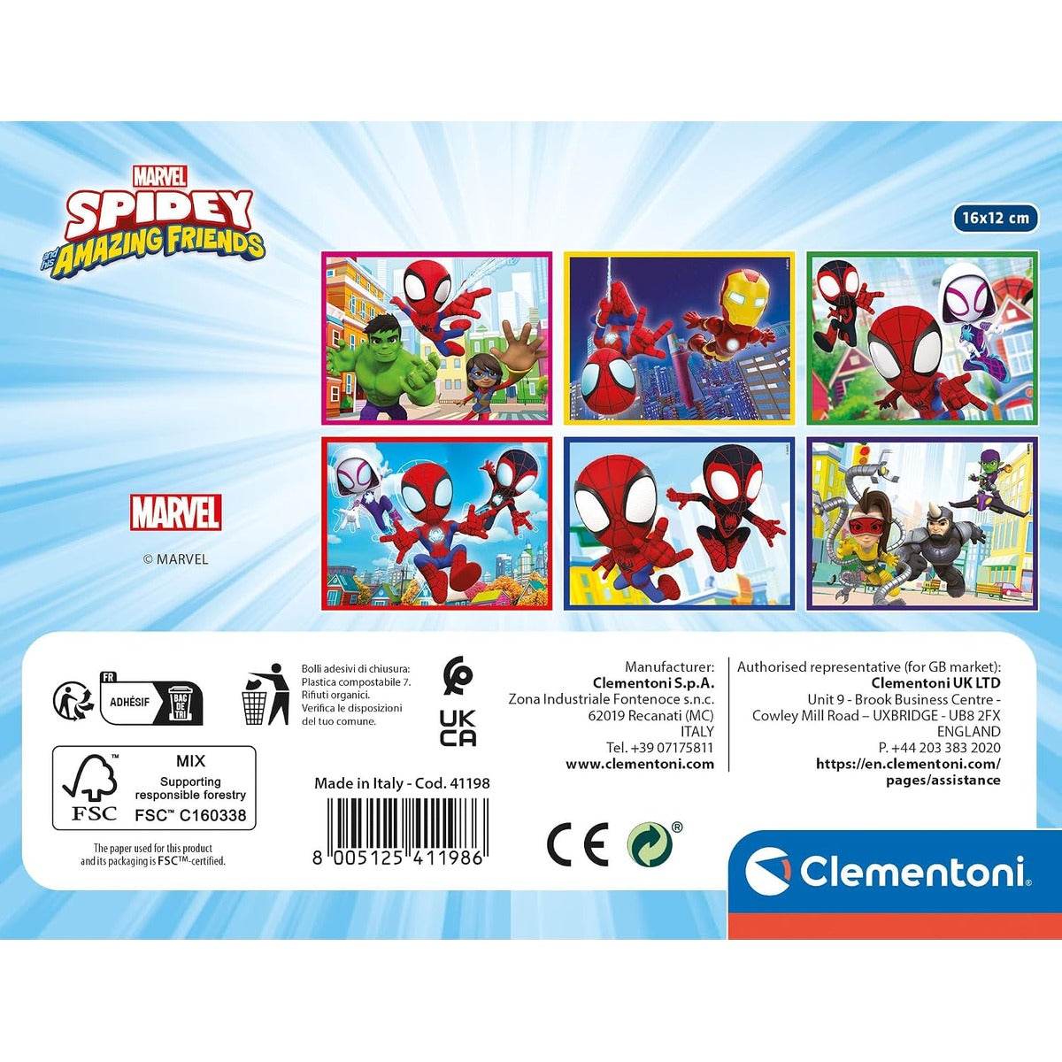 Clementoni 41198 Marvel Spidey And His Amazing Friends Jigsaw 12 Pieces-Supercolor Children 3-5 Years, Cartoon, Gift for Boy/Girls, Puzzle for Kids, Made in Italy, Multicolor