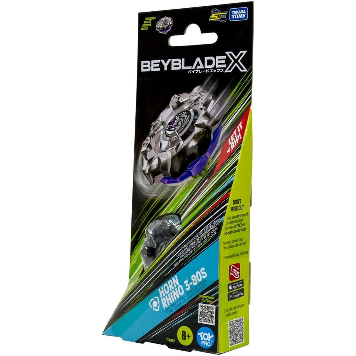 Takara Tomy Beyblade X Horn Rhino 3-80S Booster Pack Set, Balance Type Top with Customizable Parts, Bey Toy for 8+ Year
