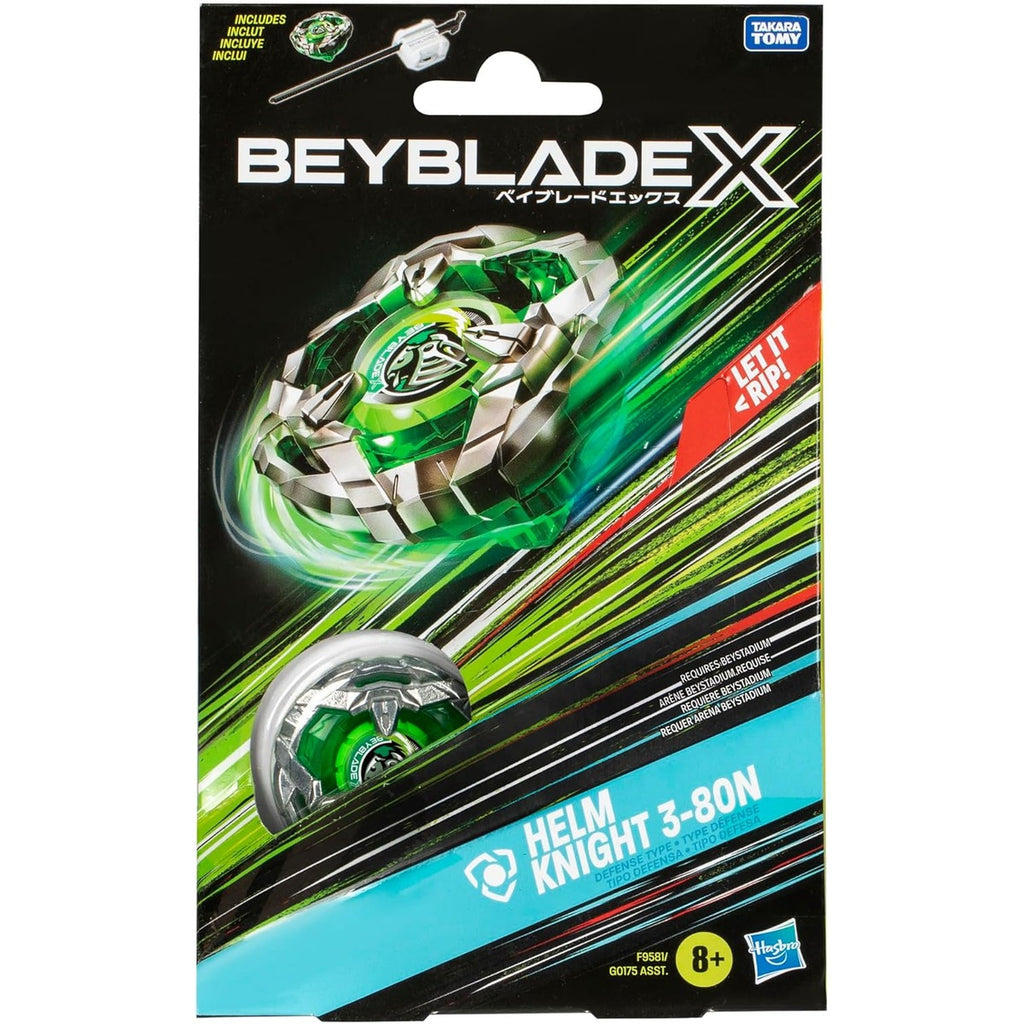 Beyblade X Helm Knight 3-80N Starter Pack Set with Defense Type Right-Spinning Top and Launcher; Battling Top Toys for 8 Year Old Boys and Girls