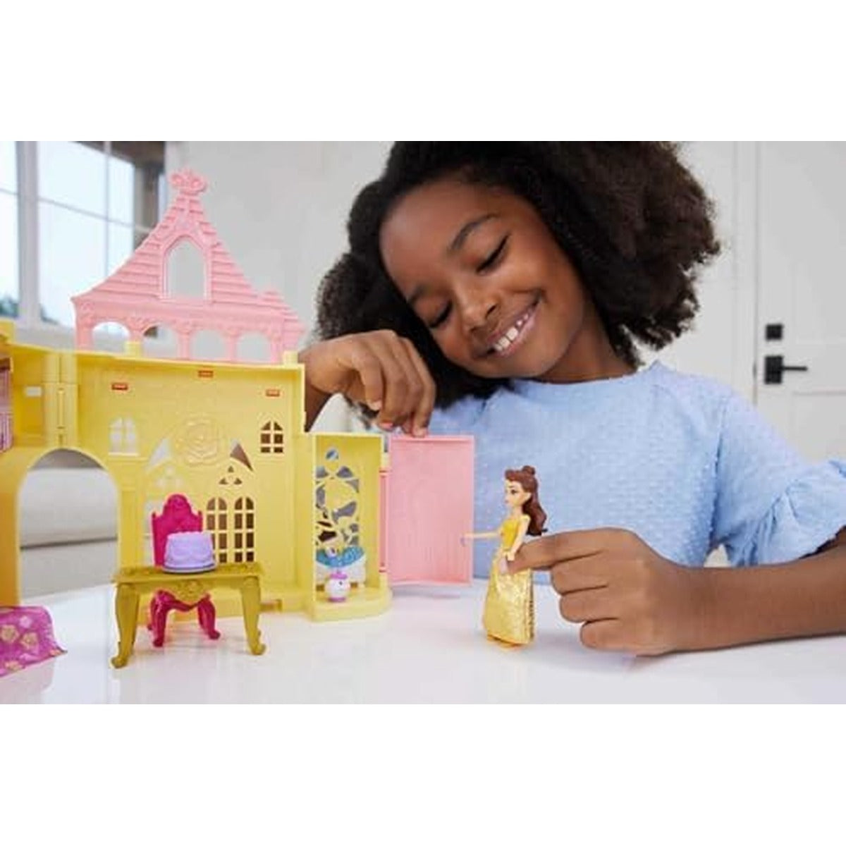 Mattel Disney Princess Toys, Storytime Stackers Belle's Castle, Stackable Doll House with Small Doll & 9 Pieces, Inspired by The Disney Movie