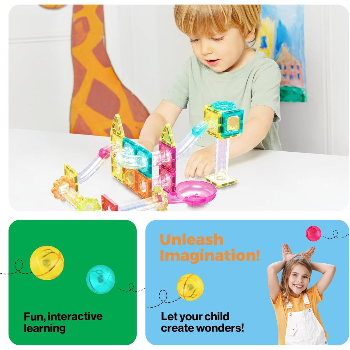 PicassoTiles Magnet Tiles Building Block Travel Size Magnetic Marble