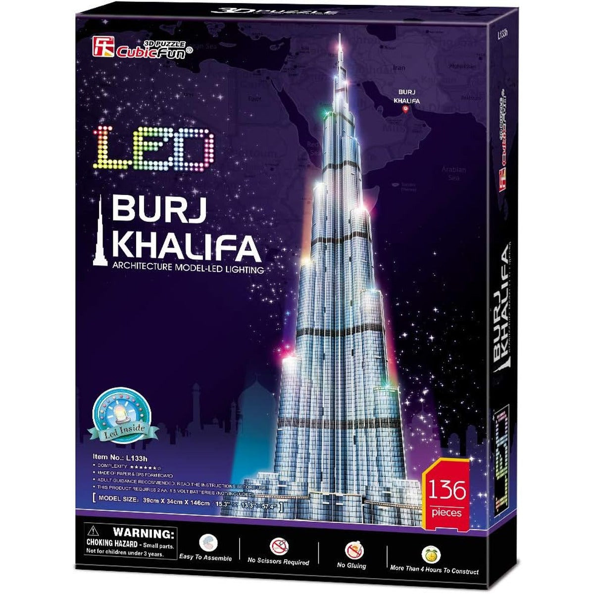 CubicFun 3D Puzzles LED Dubai Burj Khalifa 57.5" H Architecture