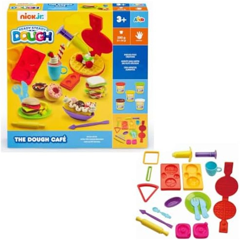 Nick Jr. Ready Steady Dough The Dough Café Playset - Sweet Treats & Waffle Maker Creation Set for Pretend Play, Colourful Gift