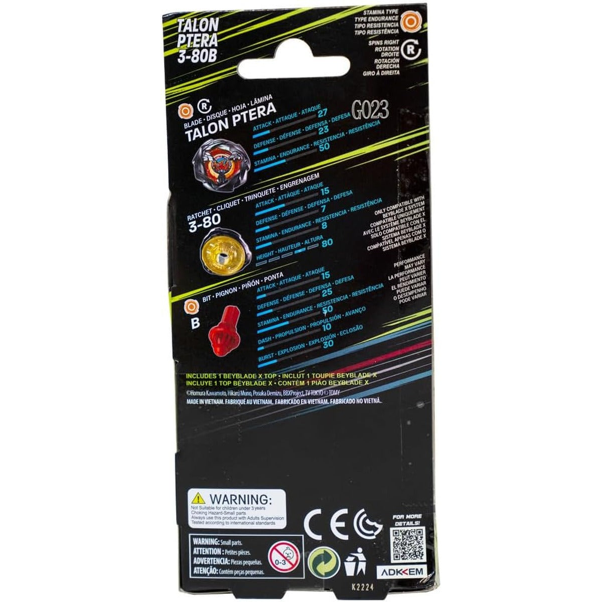Takara Tomy Beyblade X Talon Ptera 3-80B, Balance Type Top with Customizable Parts, Bey Toy for 8+ Year Old Boys and