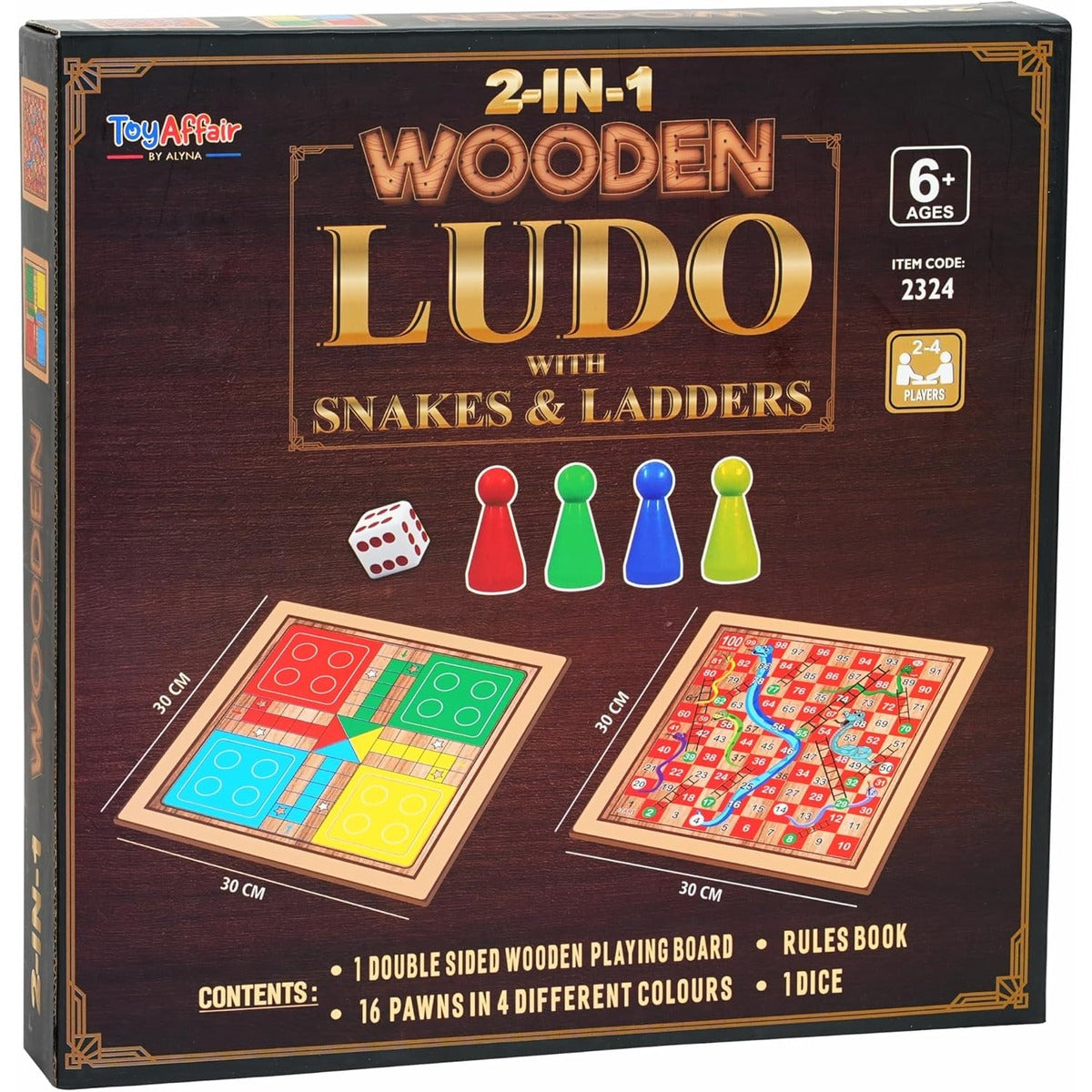 Ankit Toys & Games 2 in 1 Wooden Ludo, Snakes and Ladders Board Game Set for Kids and Adults, Classic Family Board