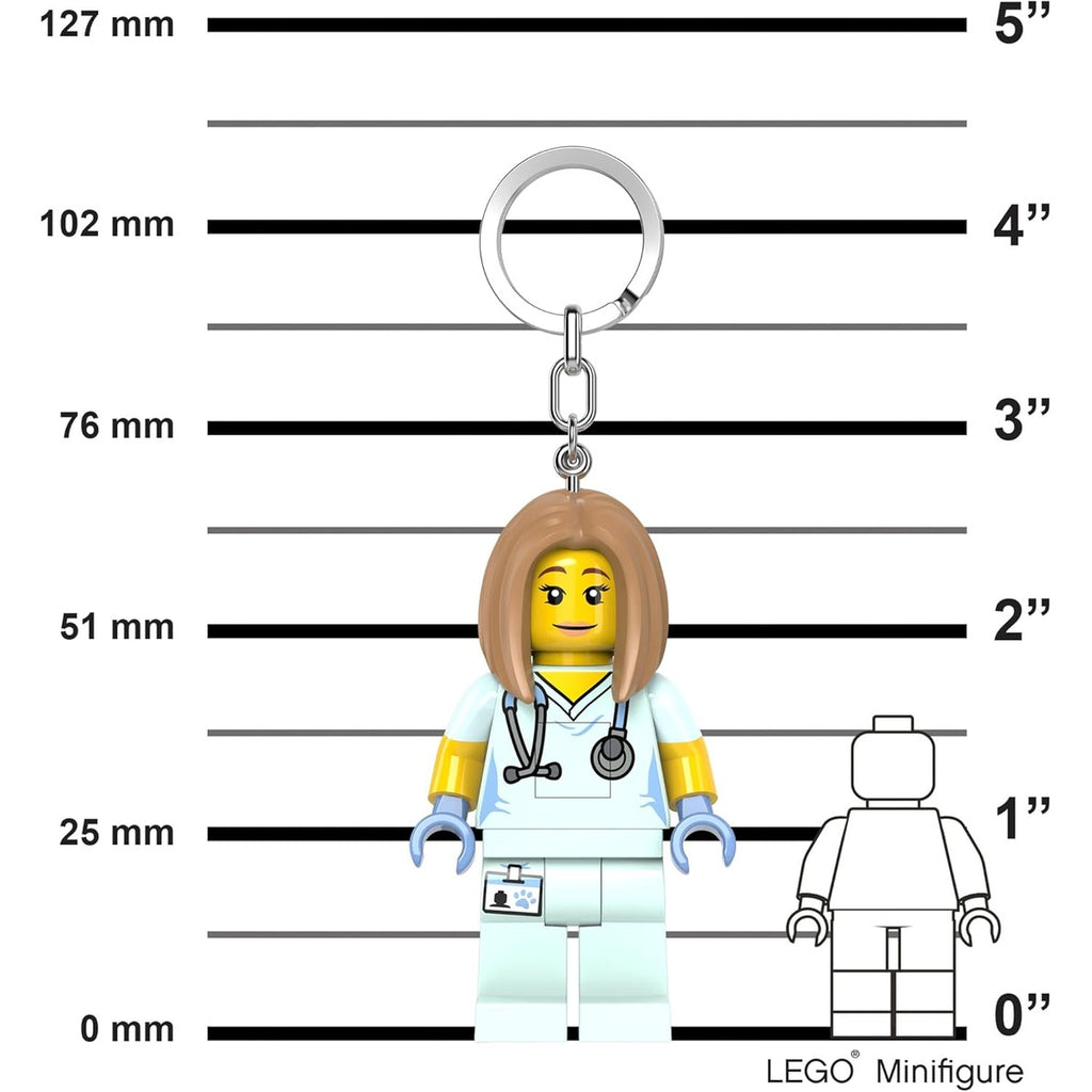 LEGO City Large 3 Inch Tall Figure Keychain Light - Veterinarian/Nurse (KE156H)