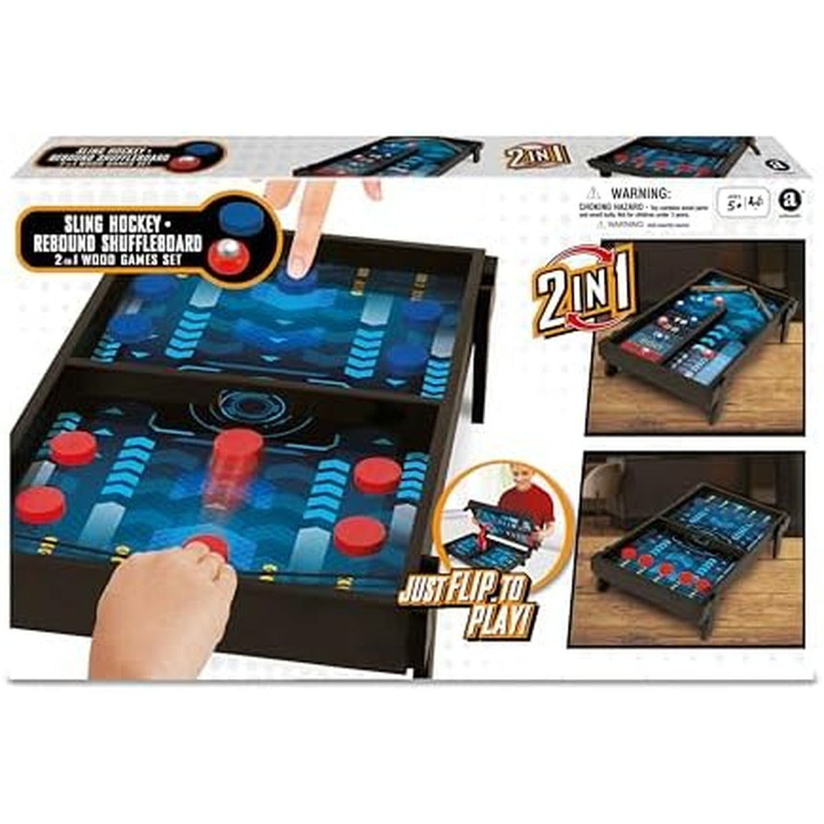 Merchant Ambassador 2 in 1 Sling Hockey & Rebound shuffleboard !Wooden Game Set! Age 5 & Above! Girls and Boys