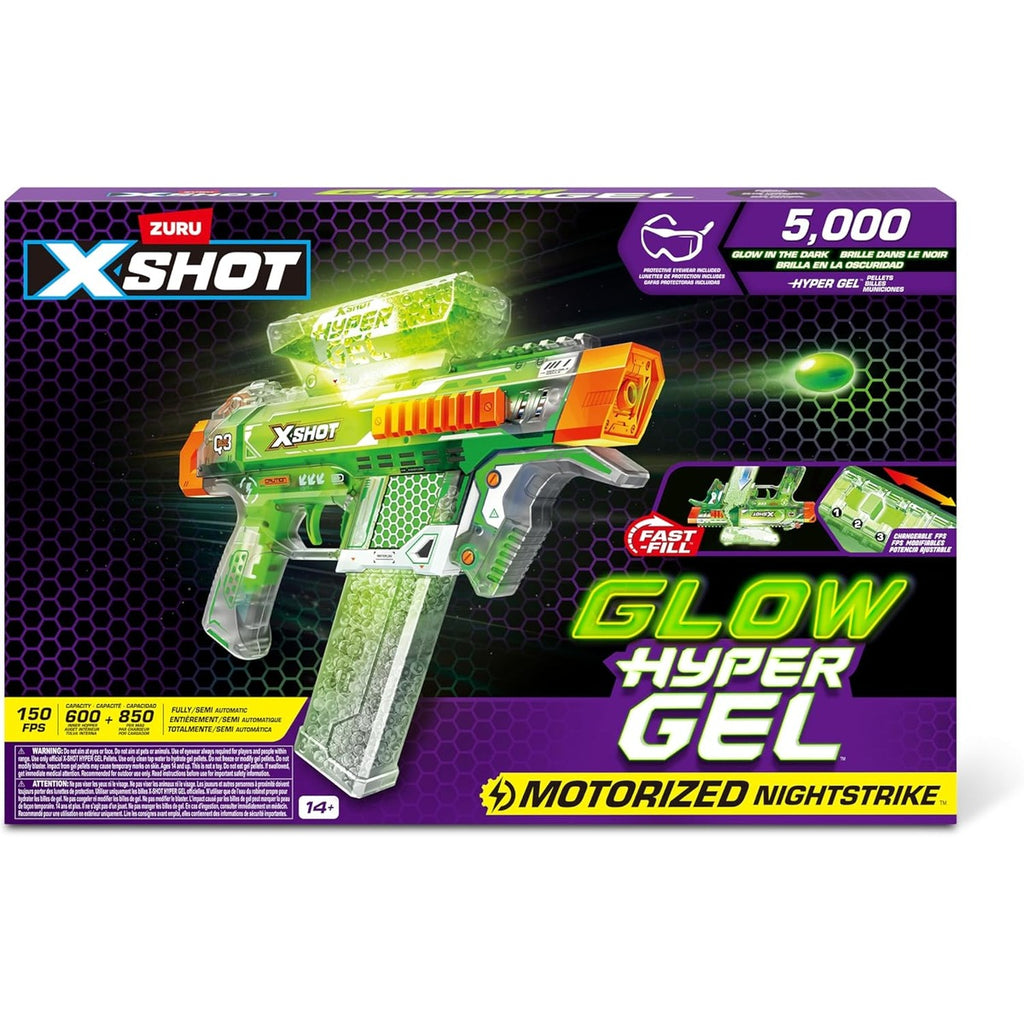 XSHOT Hyper Glow NightStrike Blaster (5,000) Pellets by ZURU, Motorized Blaster Outdoor Toy for Boys and Girls, Teens and Adults Aged 14+