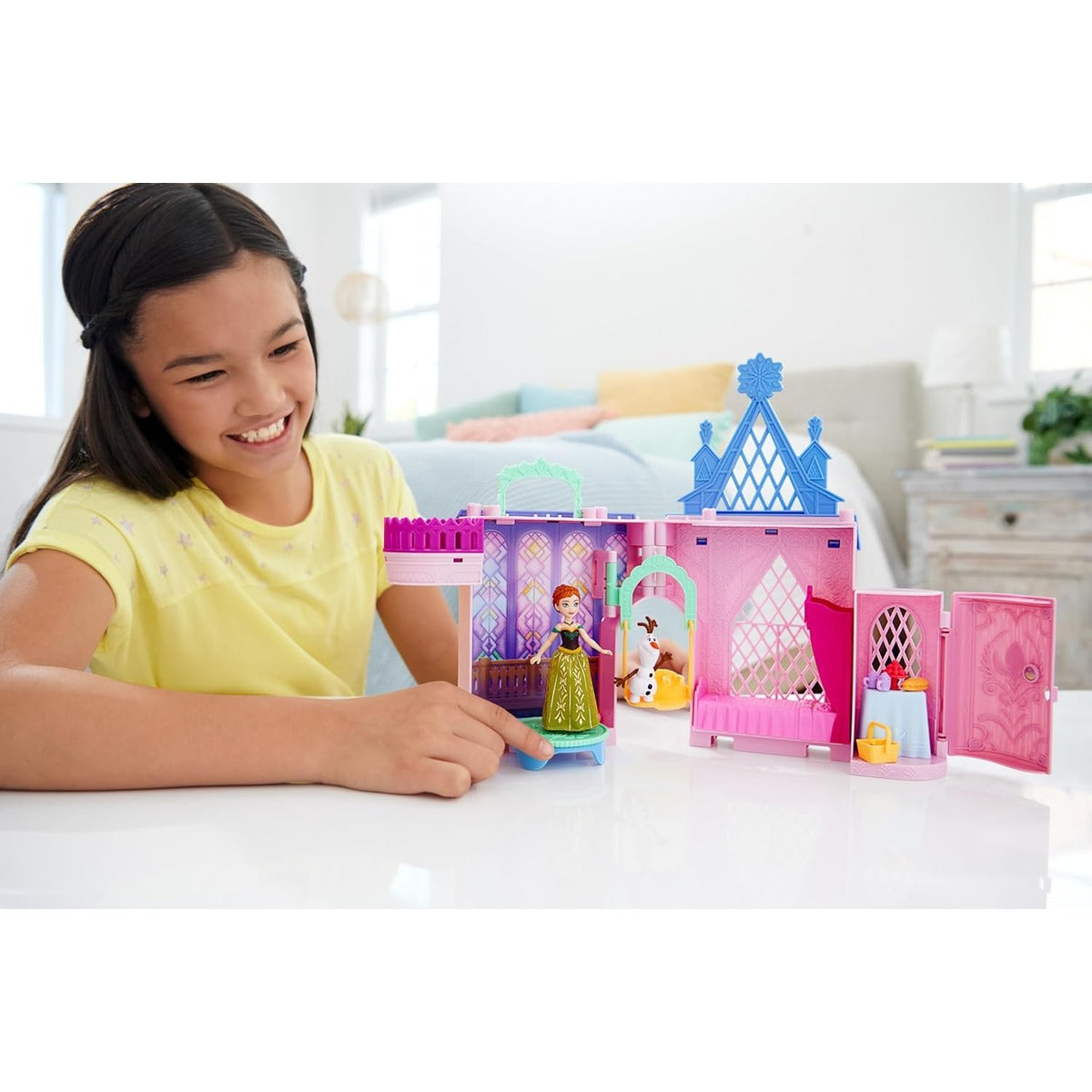 Mattel Disney Frozen Toys, Anna Doll House Stackable Castle with Small Doll