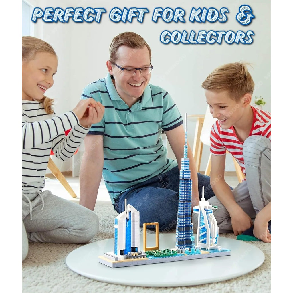 Spindoo Skylines Series Dubai Skyline Micro Mini Building Blocks Set - 3000+ Pcs Mini Architecture Model Kit for Adults & Kids 6+ | Realistic Dubai City Building Toy | Premium Gift & Display Décor