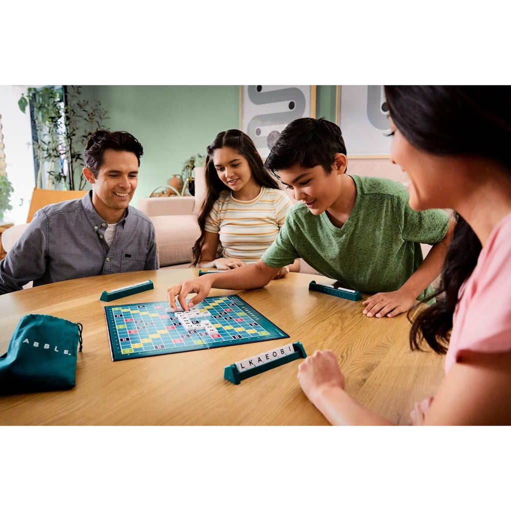 Scrabble Crossword - Classic Board Game - 120 Letter Tiles - 4 Racks - 1 Letter Bag - Instructions Included - for 2 to 4 Players - Gift for Kids 10+