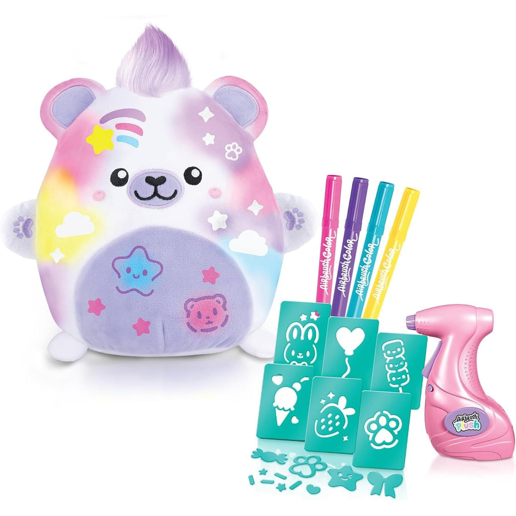 Amazon.com: Canal Toys Airbrush Plush Kawaii Squish Bear: Includes Plush Bear, Airbrush Set and Stick on Stencils; Color and wash and Repeat; Create Your own Style : Toys & Games
