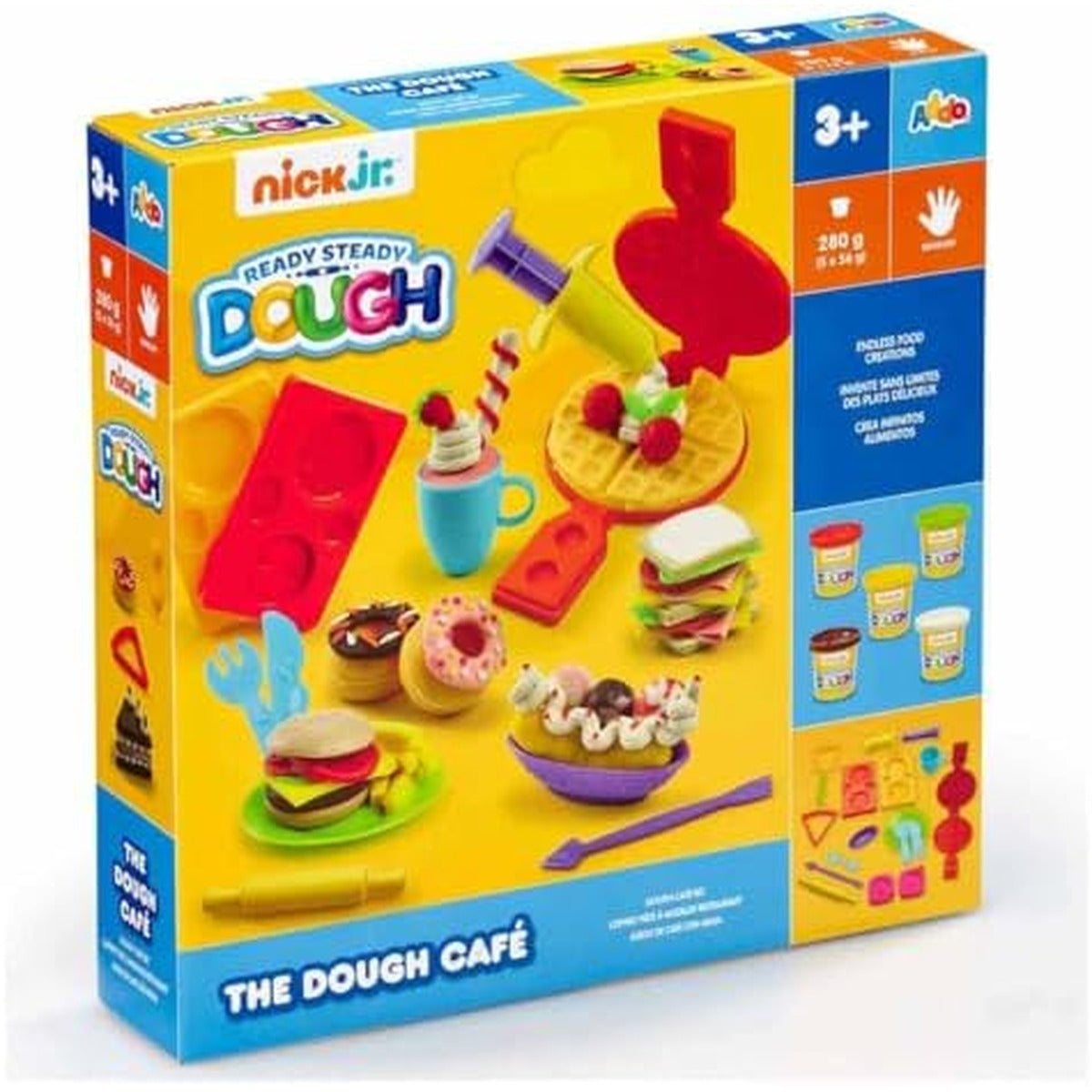Nick Jr. Ready Steady Dough The Dough Café Playset - Sweet Treats & Waffle Maker Creation Set for Pretend Play, Colourful Gift