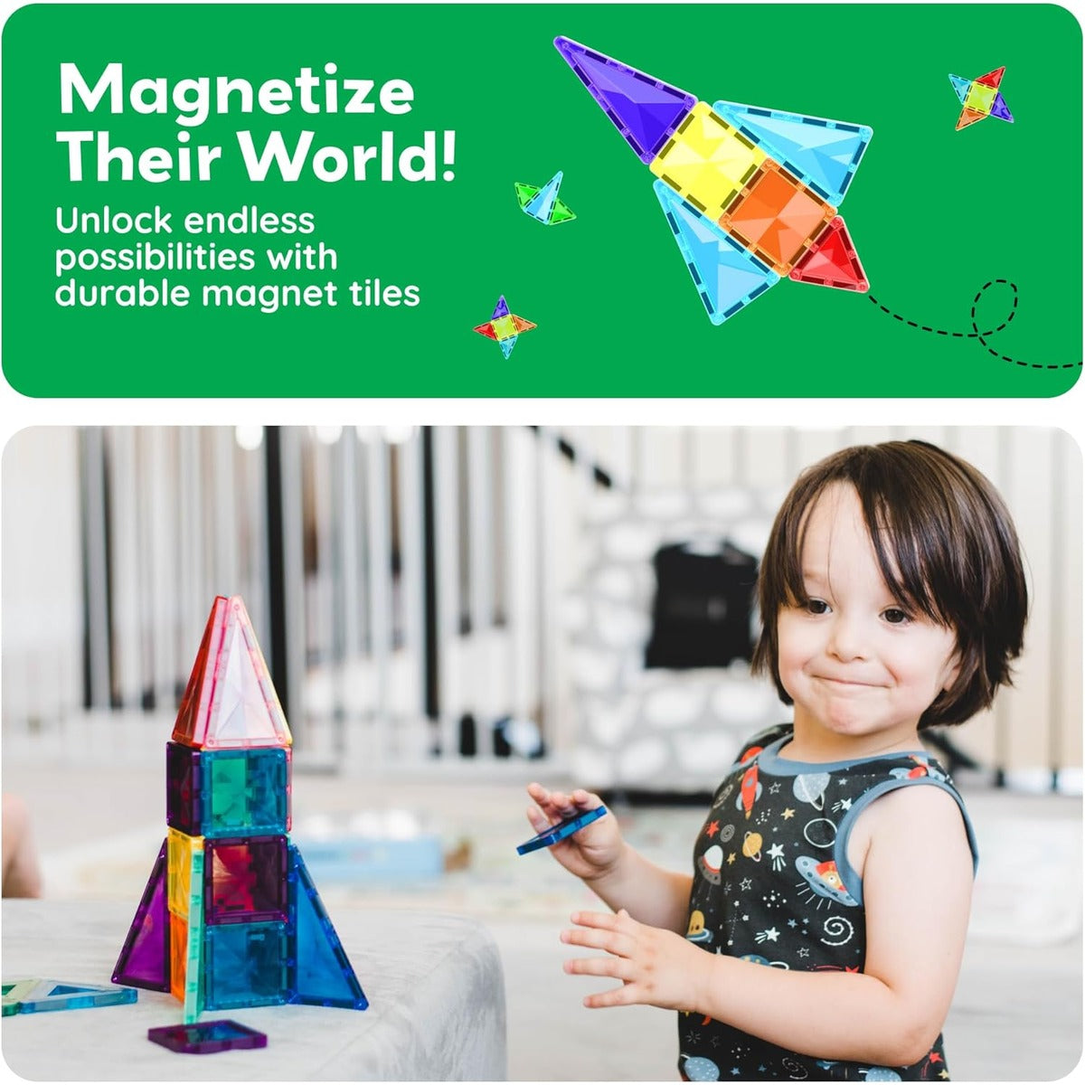 PicassoTiles 80pc Mini Travel Size Magnetic Tiles Building Blocks