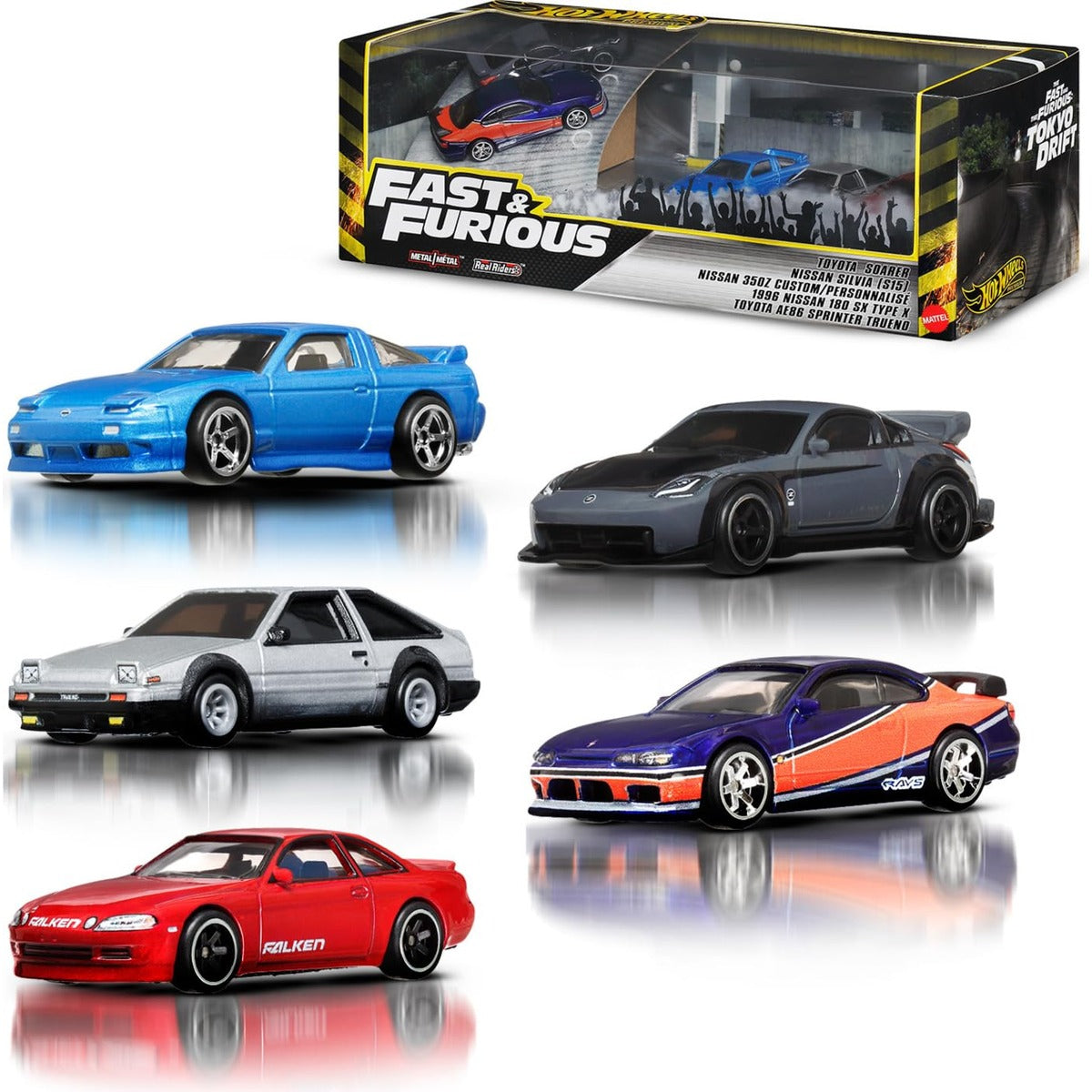 Hot Wheels Toy Cars, Premium Fast & Furious Tokyo Drift Bundle