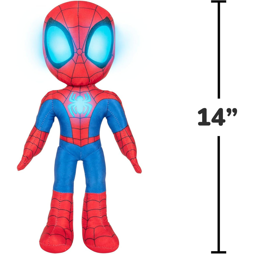 Marvel Spidey and His Amazing Friends Glow Webs Spidey Feature Plush - 14-Inch Interactive Plush with Light Up Eyes and
