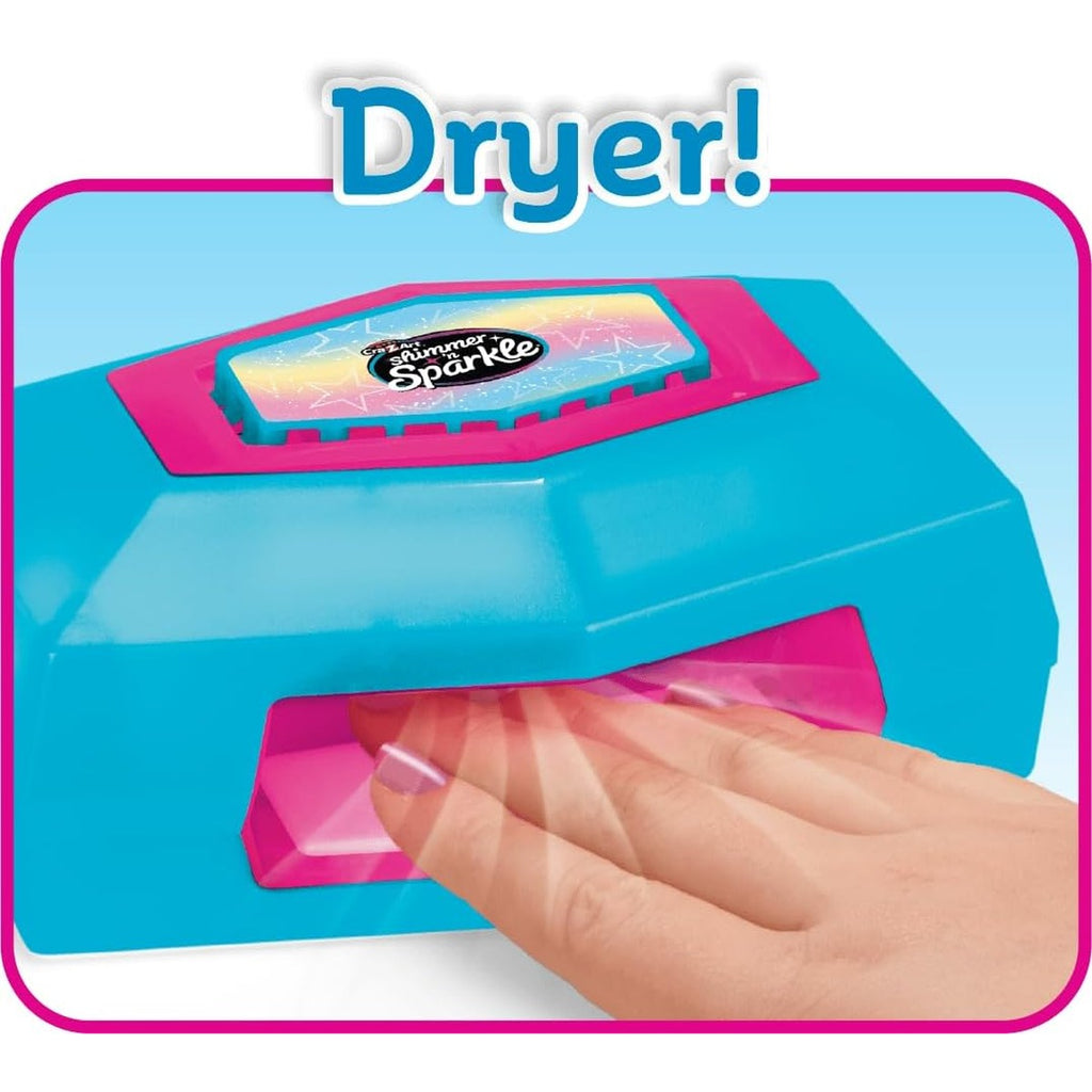 Shimmer N Sparkle Salon Style Manicure & Pedicure Kit with Real Nail Dryer, Soak, Polish and Decorate Accessories for Fun At Home Nail Art and Spa Play