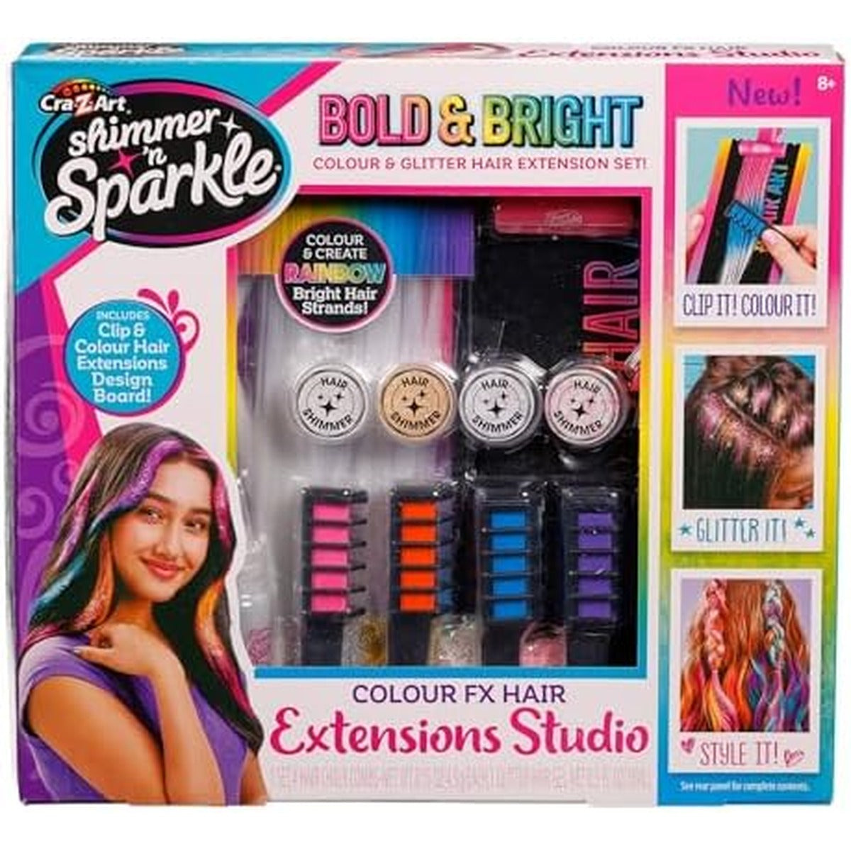 Shimmer N Sparkle Color FX Hair Extension Studio Kit with 4 Clip