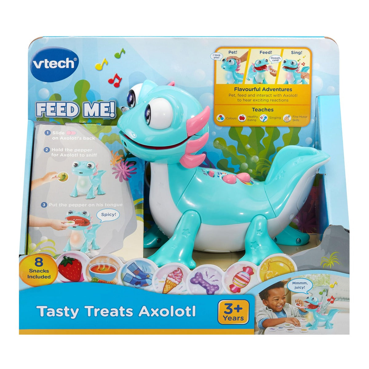 VTech Tasty Treats Axolotl, Interactive Toddler Toy with Fun Reactions