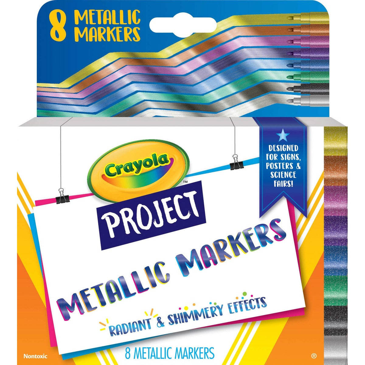 Crayola Metallic Poster Markers, Assorted Colors, Art Supplies, 8Count