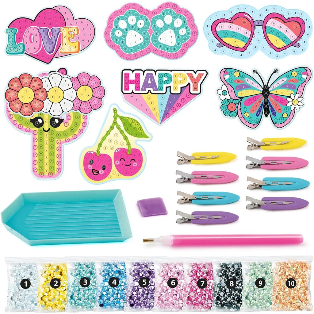 Canal Toys Style 4 Ever - Diamond Art Hair Clips - Creative Kit for Children 6 Years + - 8 Hair Clips to Customise with Rhinestones, Pen and Wax - Fashion and Craft Gift Idea - OFG334