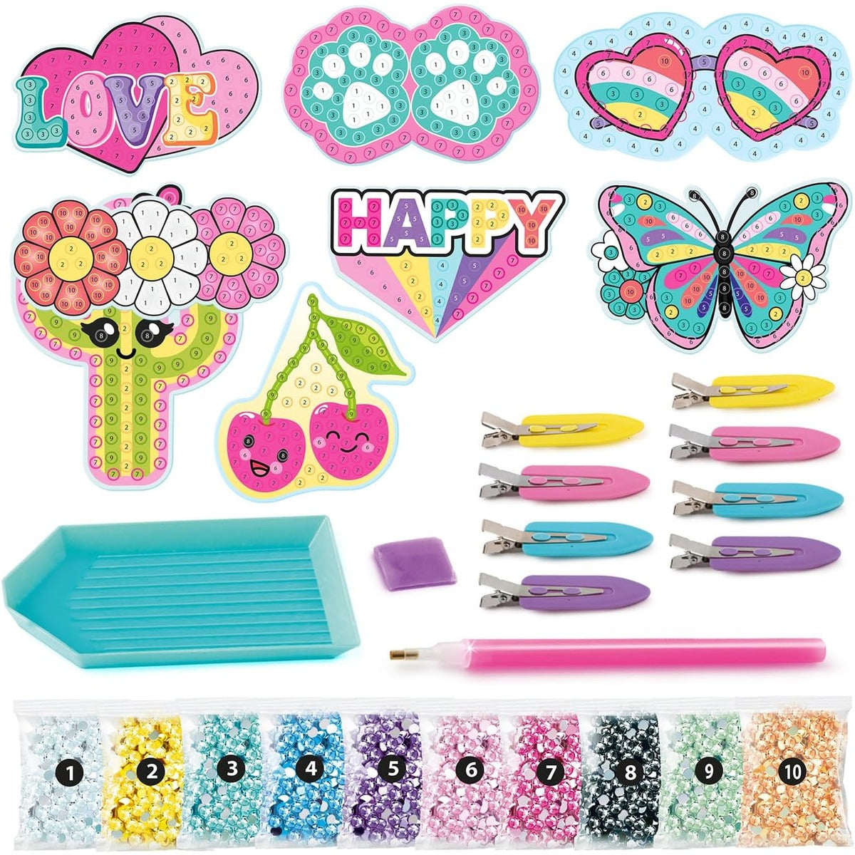 Canal Toys Style 4 Ever - Diamond Art Hair Clips - Creative Kit for Children 6 Years + - 8 Hair Clips to Customise with Rhinestones, Pen and Wax - Fashion and Craft Gift Idea - OFG334