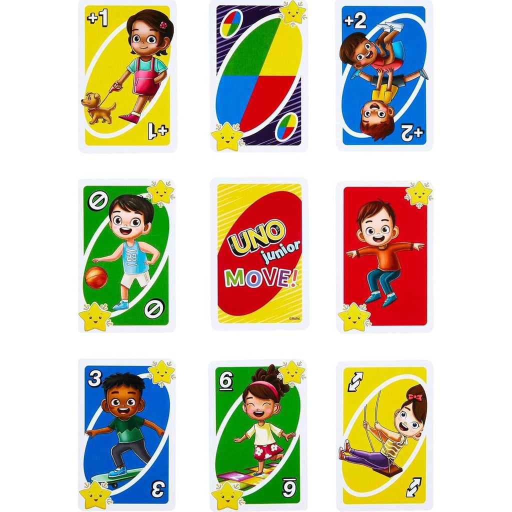 Mattel Games UNO Junior Move Kids Card Game with Action Rules for