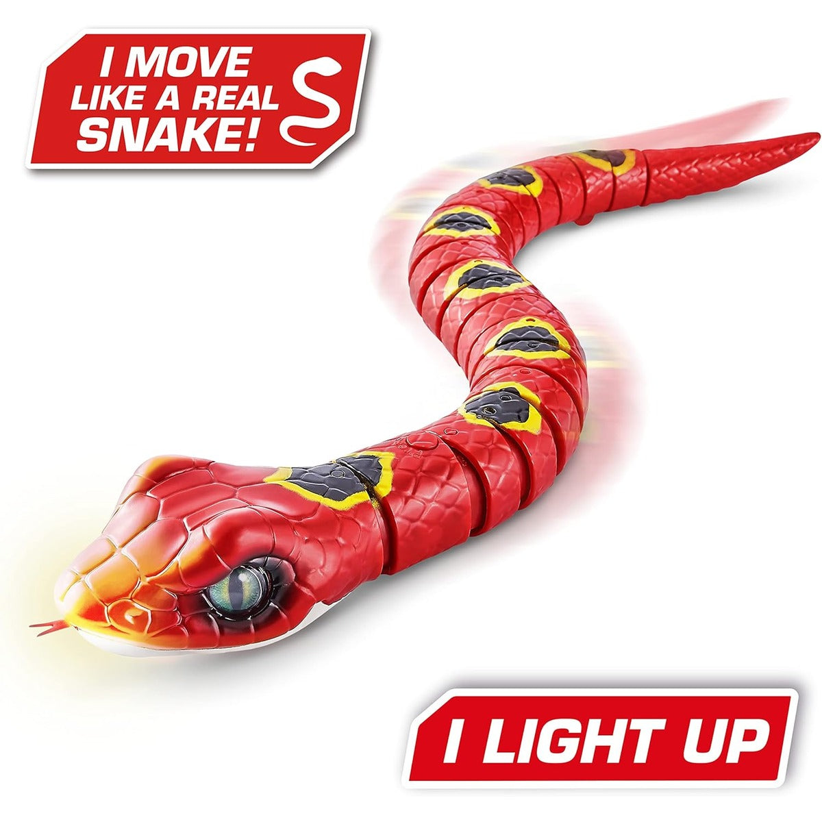 Robo Alive Slithering Snake Series 3 Red by ZURU Battery-Powered Robotic Light Up Reptile Toy That Moves (Red), Multi-Color, 7150A