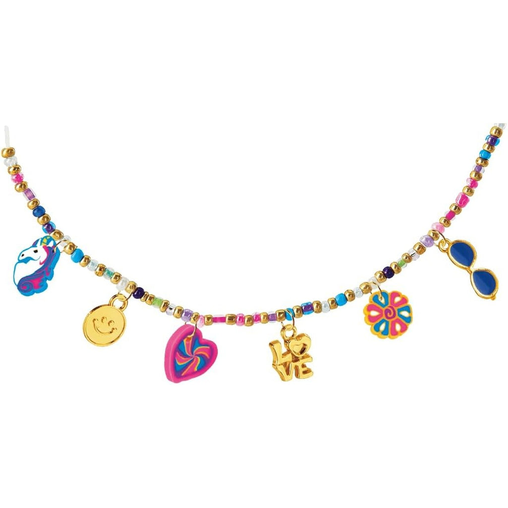 Shimmer 'N Sparkle Bead Mania Friendship Studio, DIY Bracelet Making Kit with Storage Bag, Beads, Charms, Elastic Cord