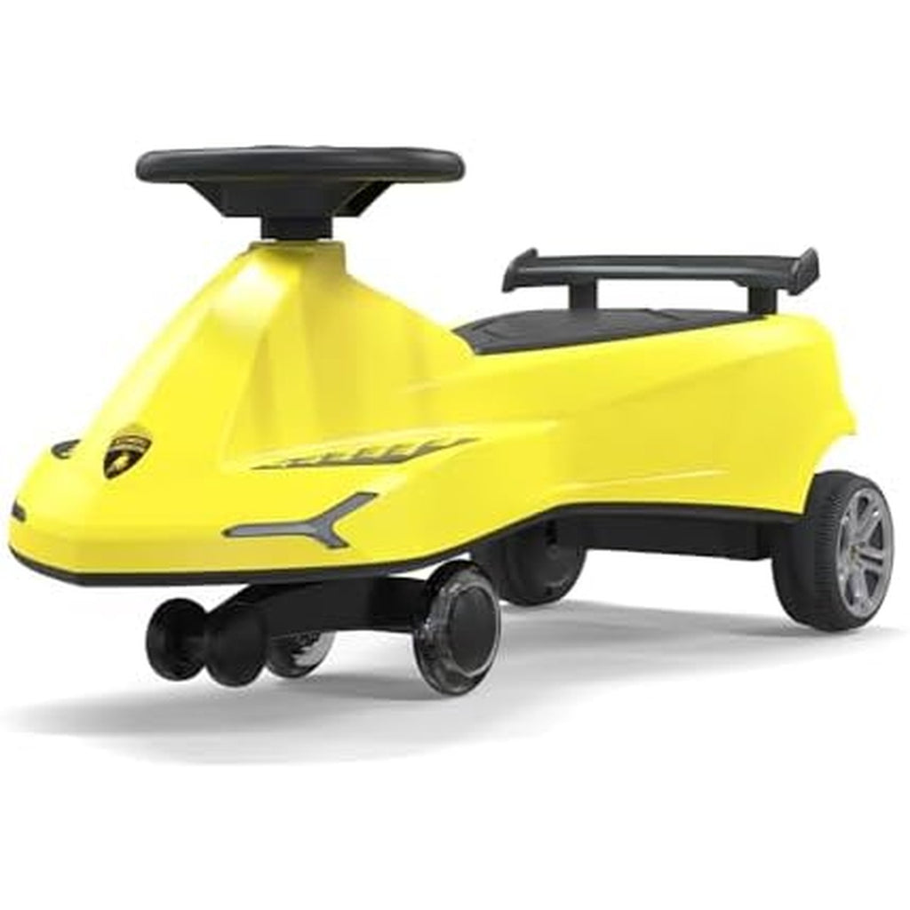 Lamborghini Swing Car Ride On with Lights and Sounds, 360 Rotation, Movable Rear Wing